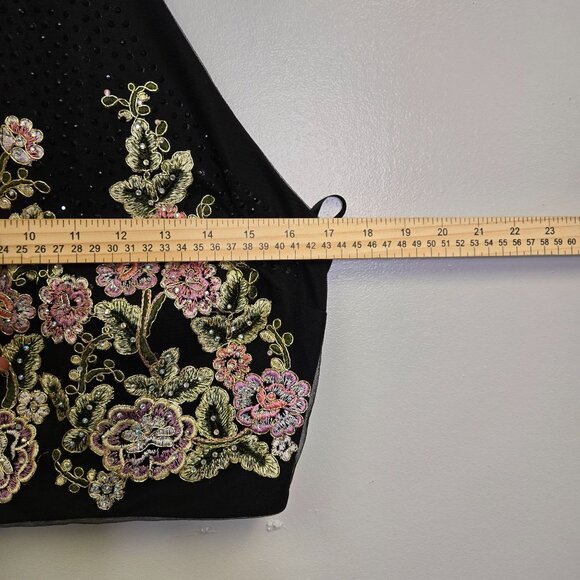 Jodi Kristopher 11 Beaded FLoral Embroidery Garden Fairy Whimsical Festival Crop - Picture 5 of 13